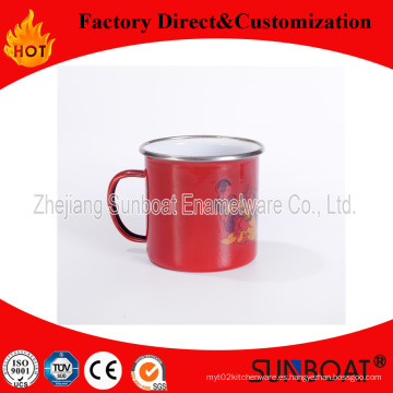 Taza del esmalte del Sunboat con la taza del agua del tamaño de encargo Vajilla antigua de la taza del agua potable de China